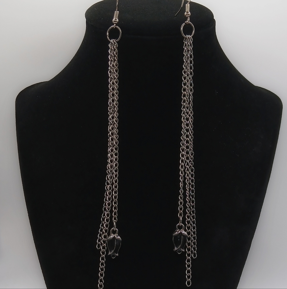 Elegant Silver Chain Drop Earrings